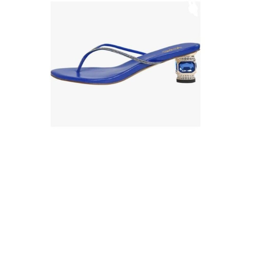 Women Fashion Thong Mid Heel Sandals Casual Flip Flops Open Almond Toe Daily